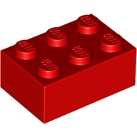 Lego kostka (kostička) 2x3, červená (300271, 300221)